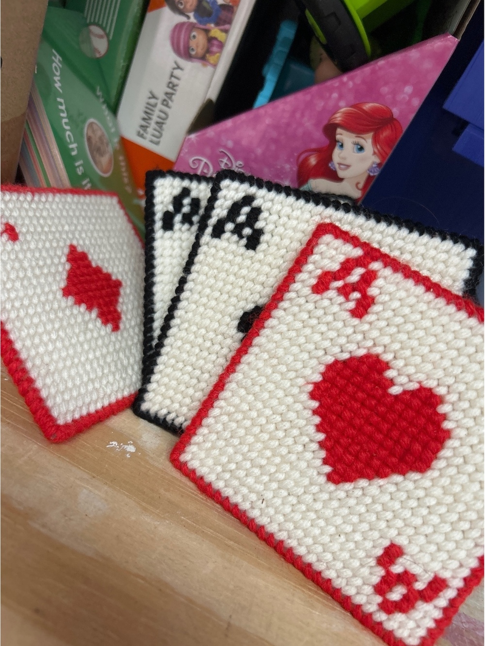 Homemade coasters playing cards